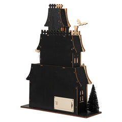 15.5" Large Lighted Haunted House Featuring Ghost & Flying Bats