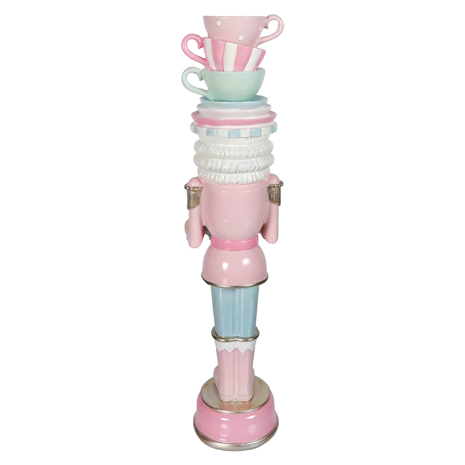 15.75" Pastel Resin Dessert Toy Soldier Balancing Teacups