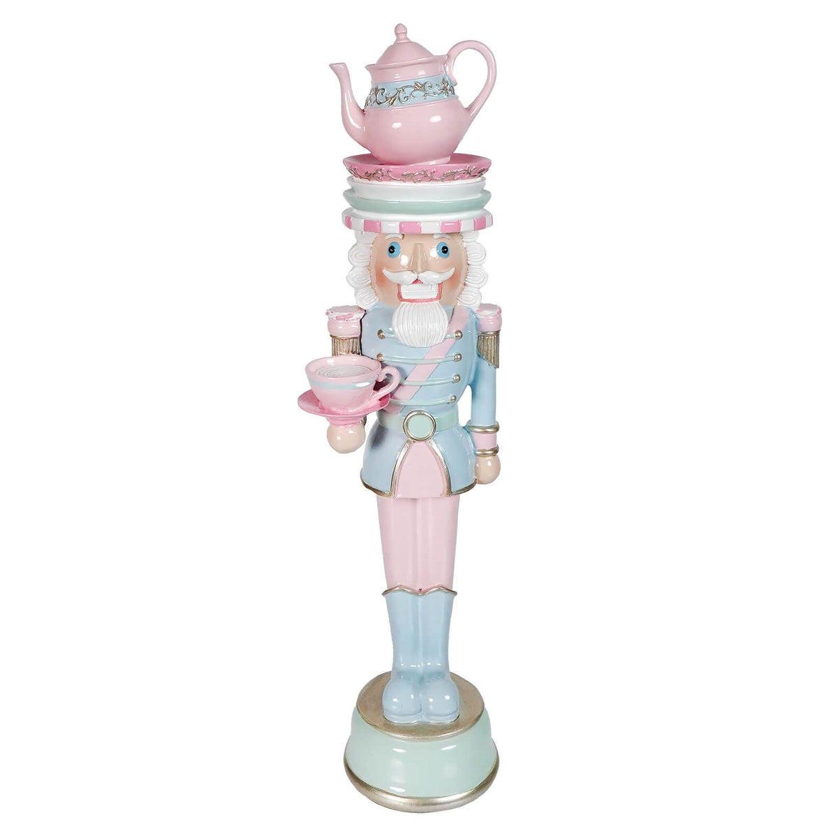 15.75" Pastel Resin Dessert Toy Soldier Balancing Teapot