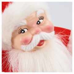 15" Jolly Red Flocked Retro Santa Sitter
