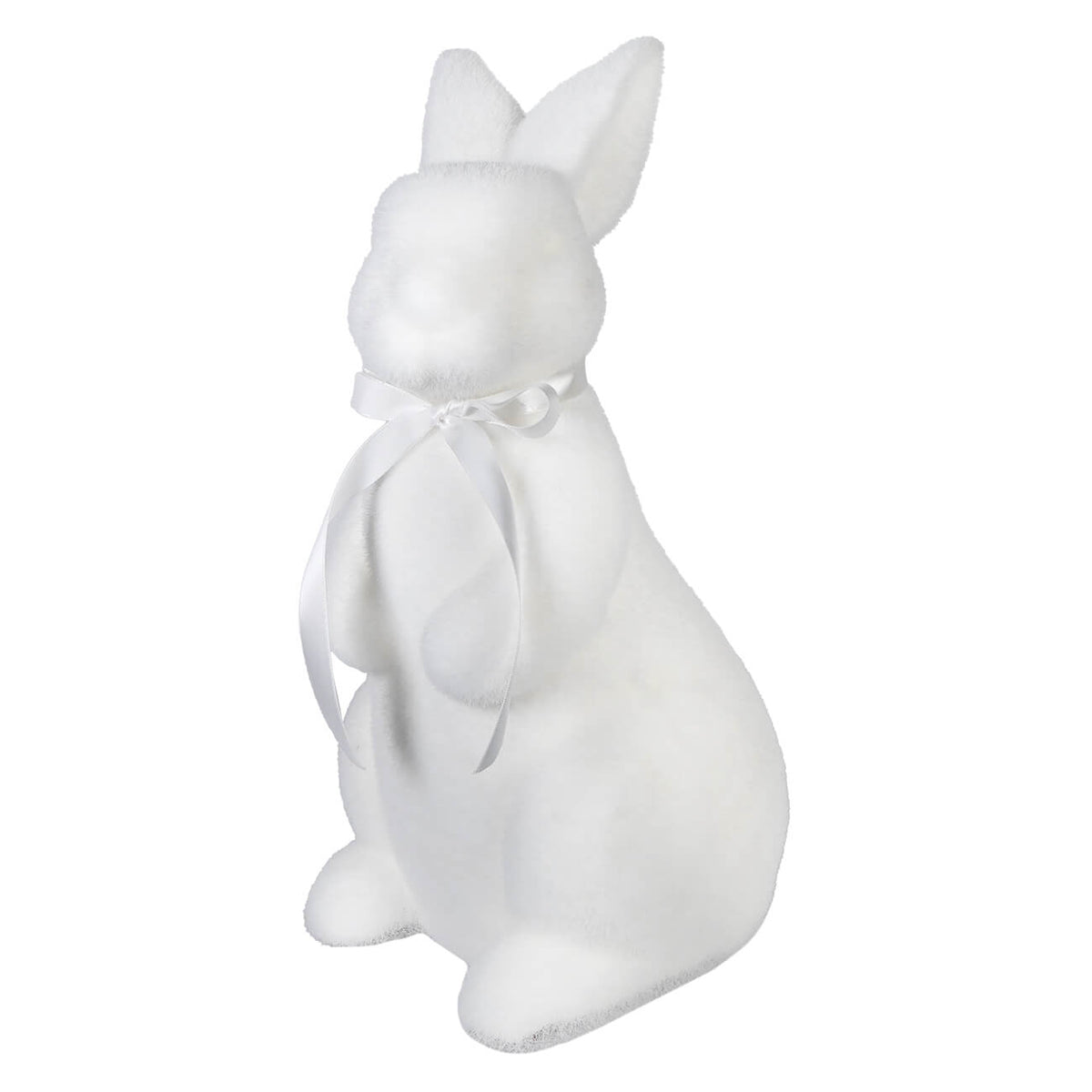 15" Standing Flocked Cream Easter Bunny