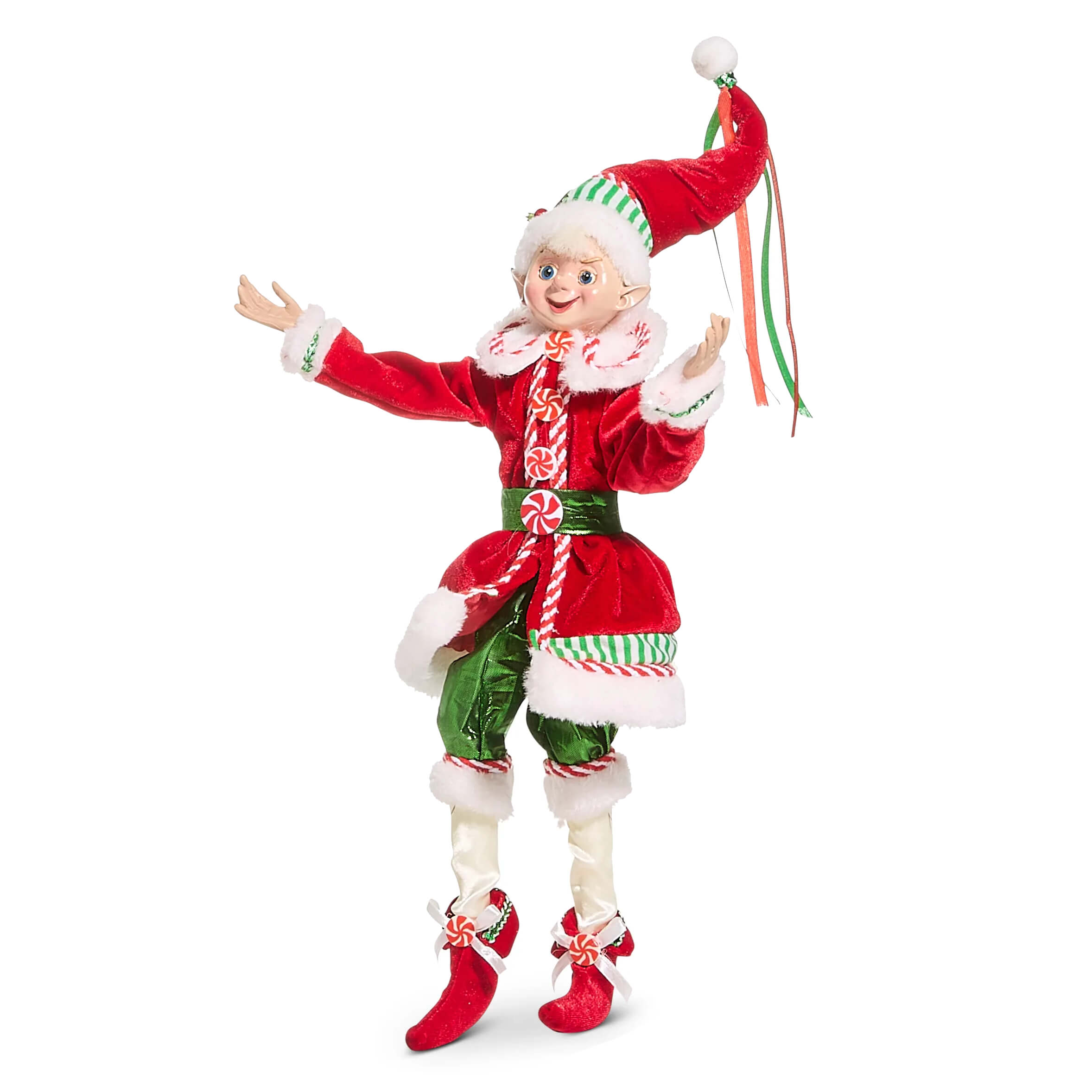 16" Traditional Posable Red & Green Coat Elf