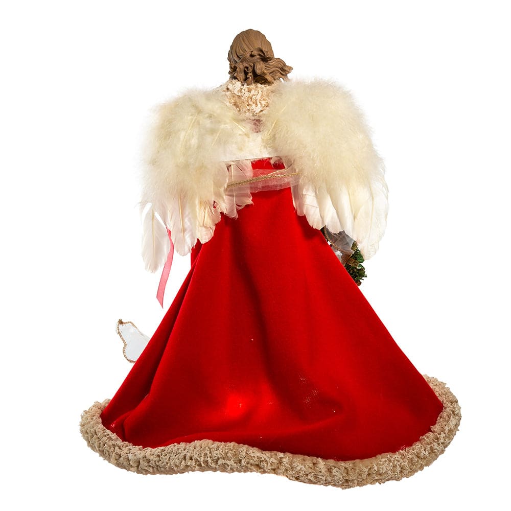 16" UL 10-Light Red & Ivory Angel Tree Topper