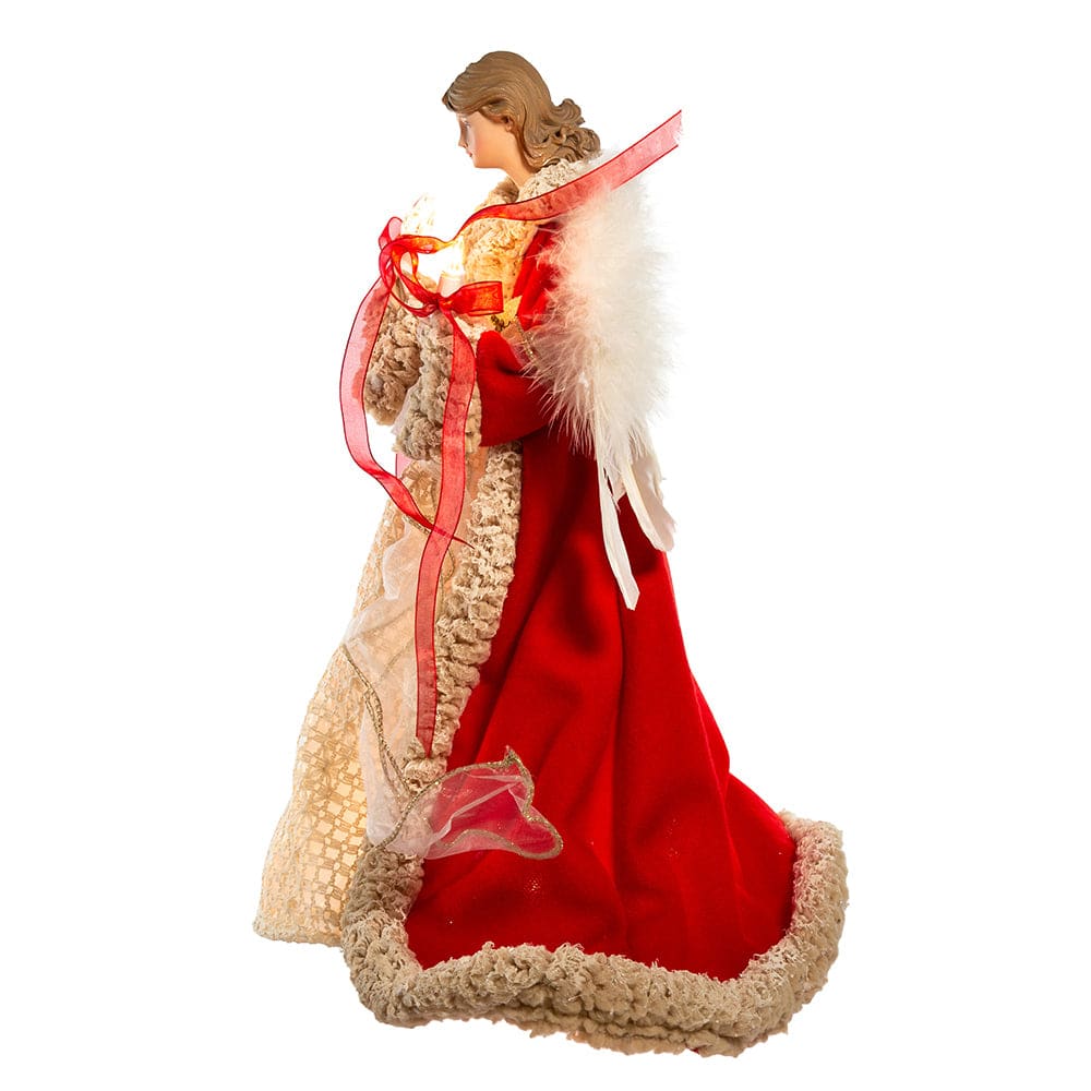 16" UL 10-Light Red & Ivory Angel Tree Topper