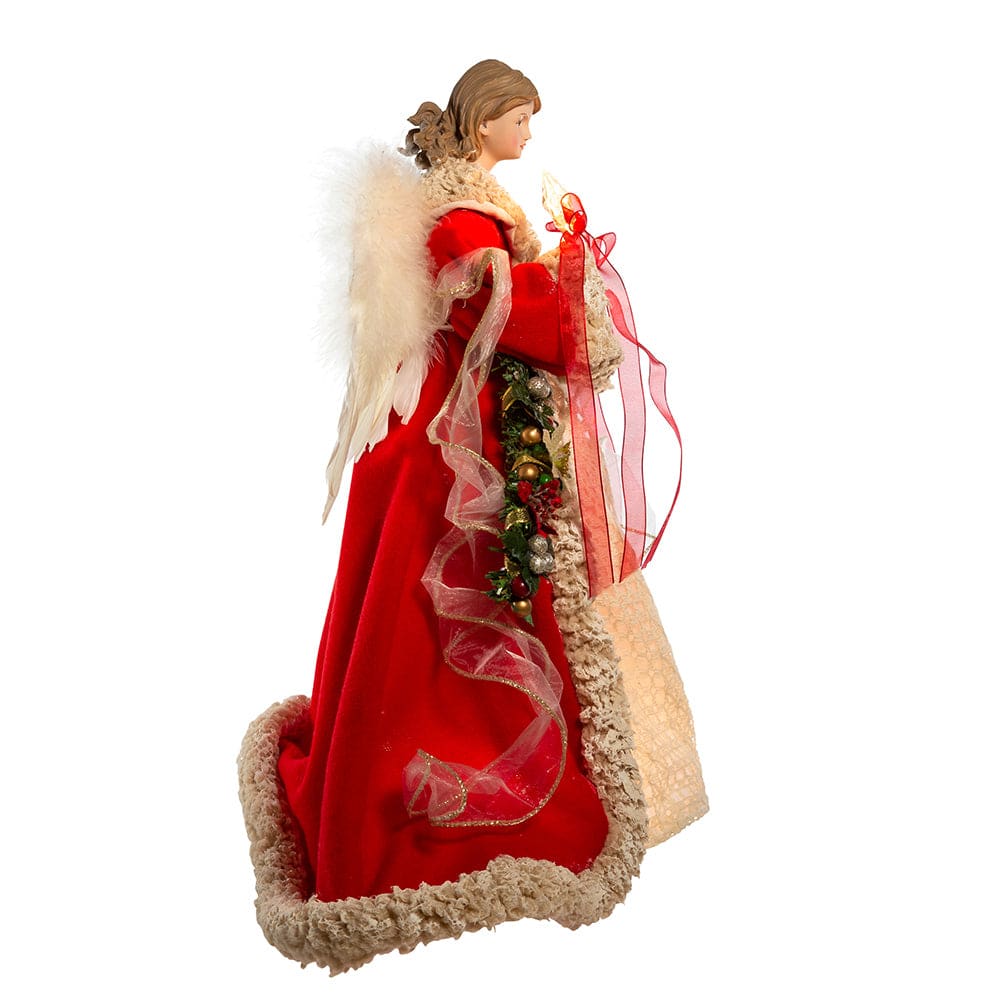 16" UL 10-Light Red & Ivory Angel Tree Topper