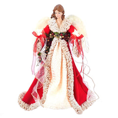 16" UL 10-Light Red & Ivory Angel Tree Topper