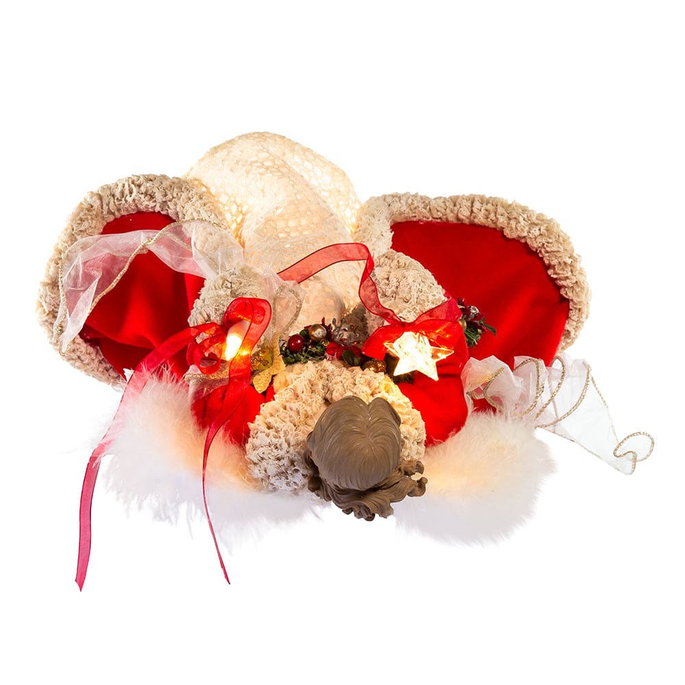16" UL 10-Light Red & Ivory Angel Tree Topper