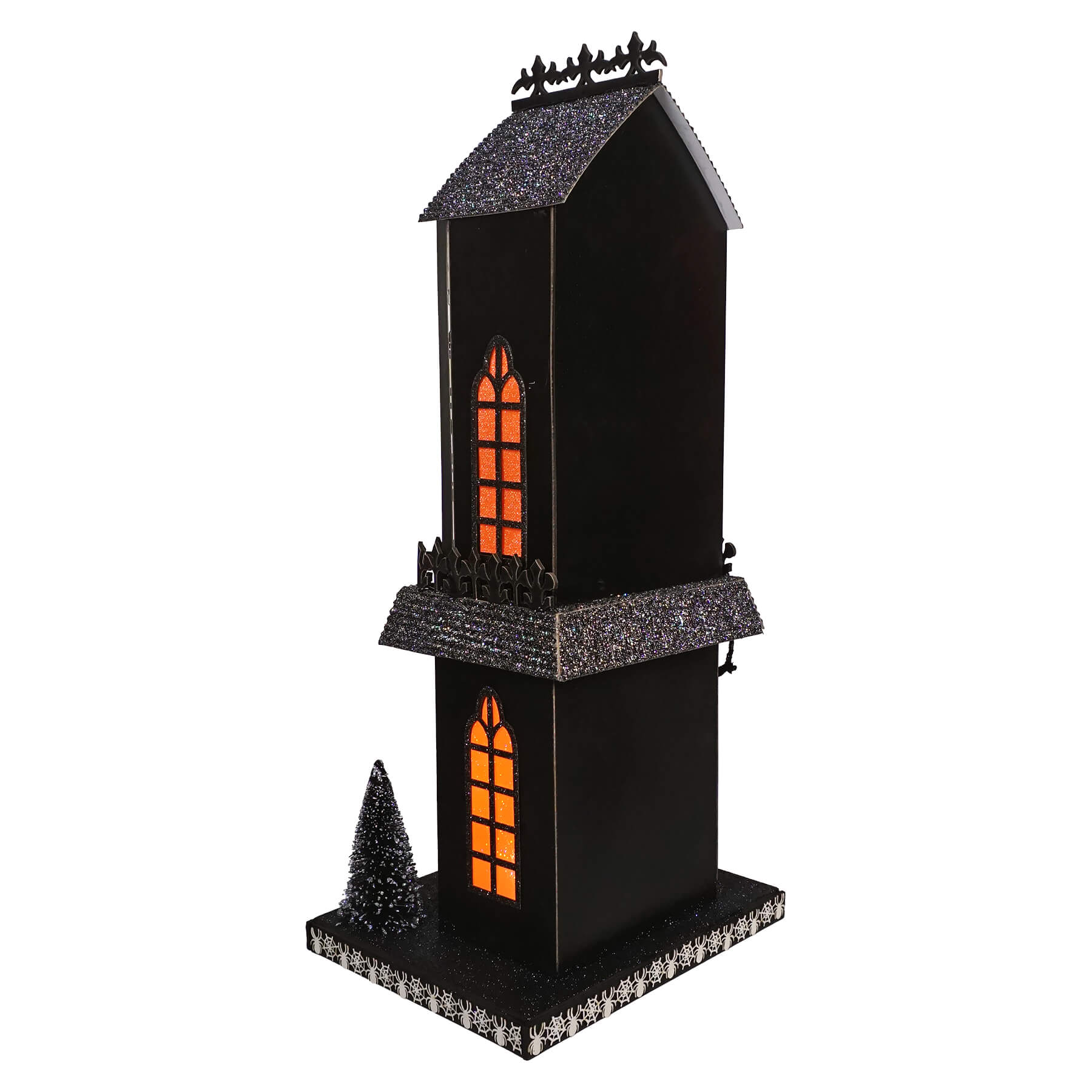17.25" Lighted Spider Haunted Gothic House