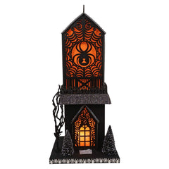 17.25" Lighted Spider Haunted Gothic House