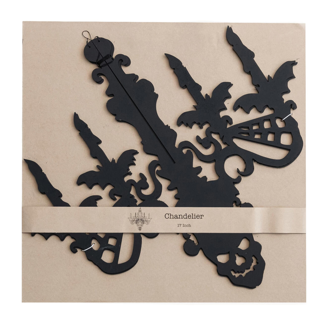 17" Hanging MDF Interlocking Black Chandelier With Bats