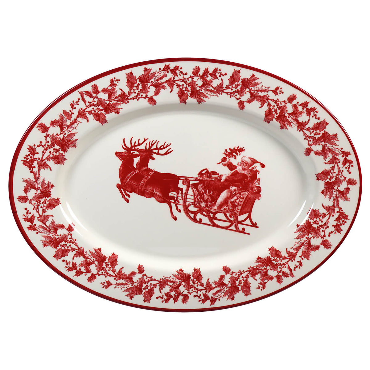 17" Yuletide Santa "Enamel" Melamine Oval Platter