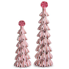 18" & 13" Pink Ribbon Candy Trees Set/2