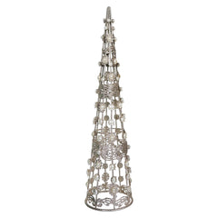 18.25" Champagne Filigree Wire Cone Tree With Jewels