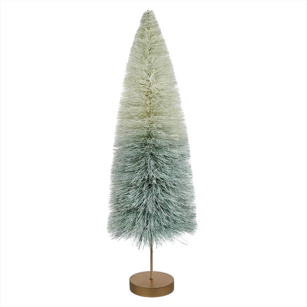 18" Dusty Green Ombre Long Stem Bottle Brush Tree
