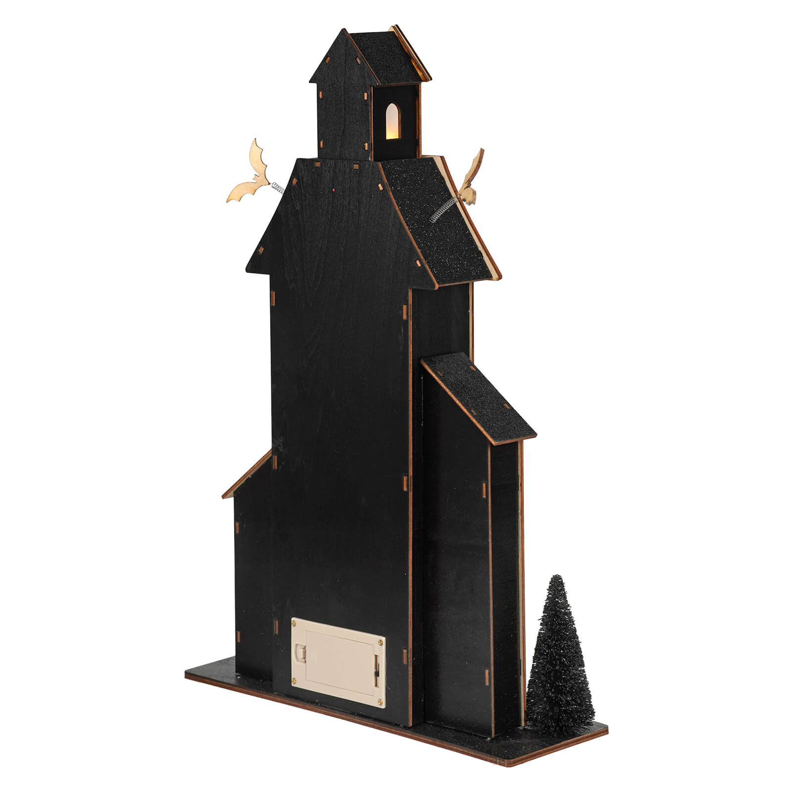 18" Large Lighted Haunted House Featuring Spider Web & Flying Bats