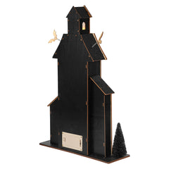 18" Large Lighted Haunted House Featuring Spider Web & Flying Bats