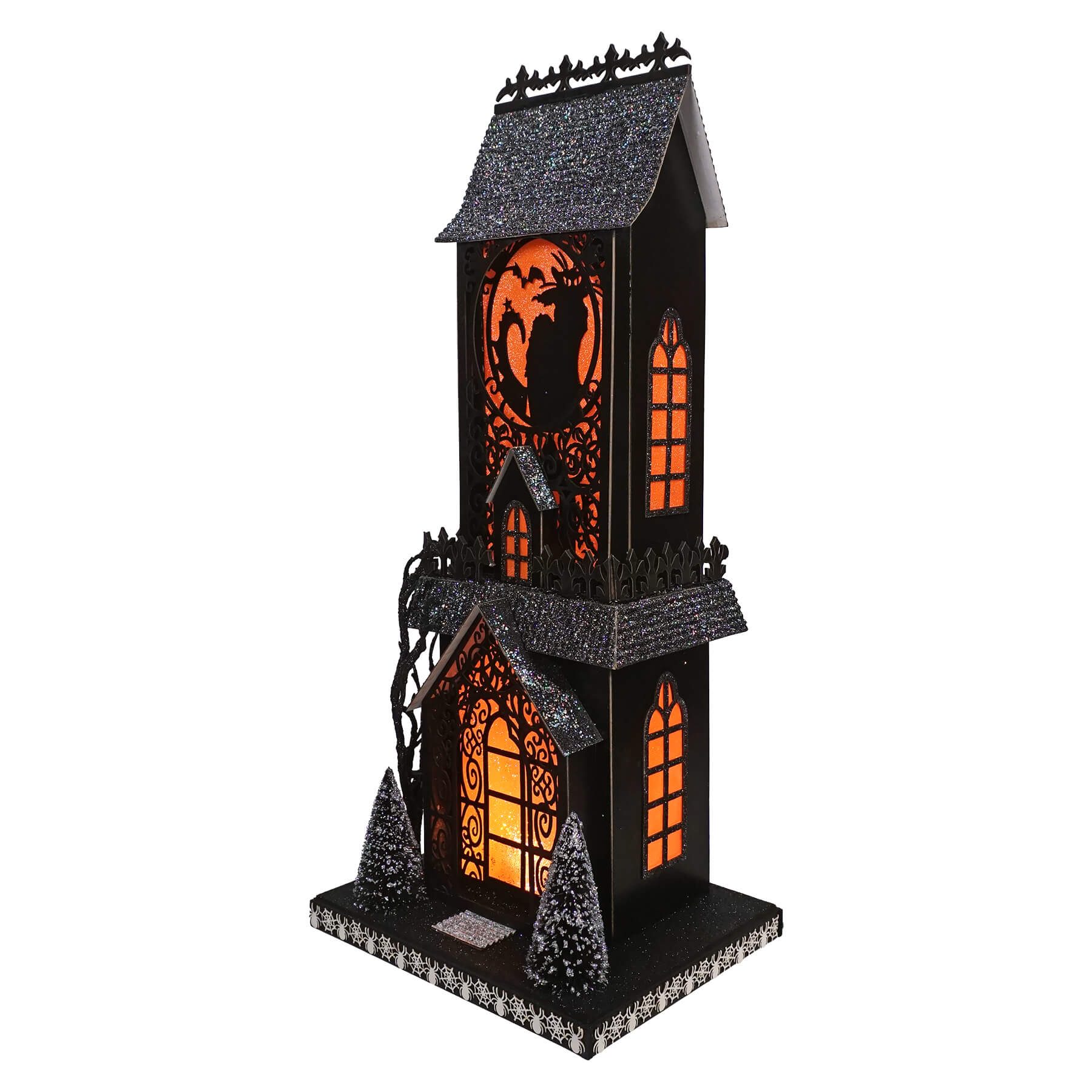 18" Lighted Black Cat Haunted Gothic House