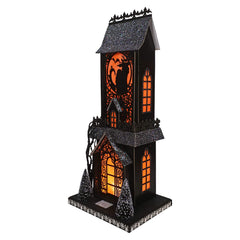 18" Lighted Black Cat Haunted Gothic House