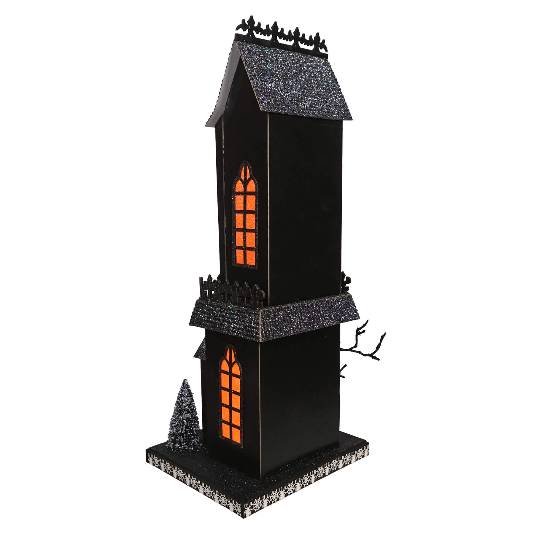 18" Lighted Black Cat Haunted Gothic House