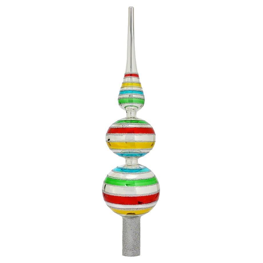 1950's Retro Striped Early Years Glass Finial Tree Topper