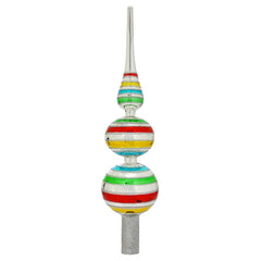 1950's Retro Striped Early Years Glass Finial Tree Topper
