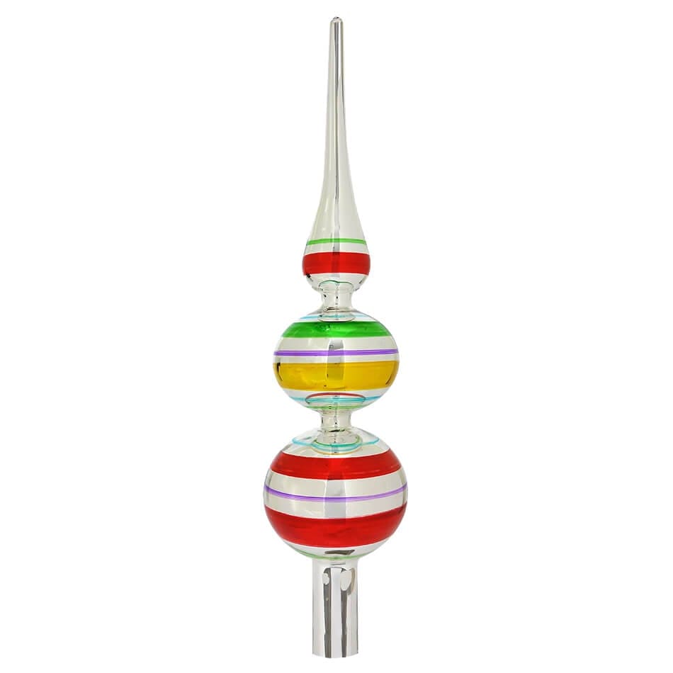 1950's Retro Striped Early Years Glass Finial Tree Topper