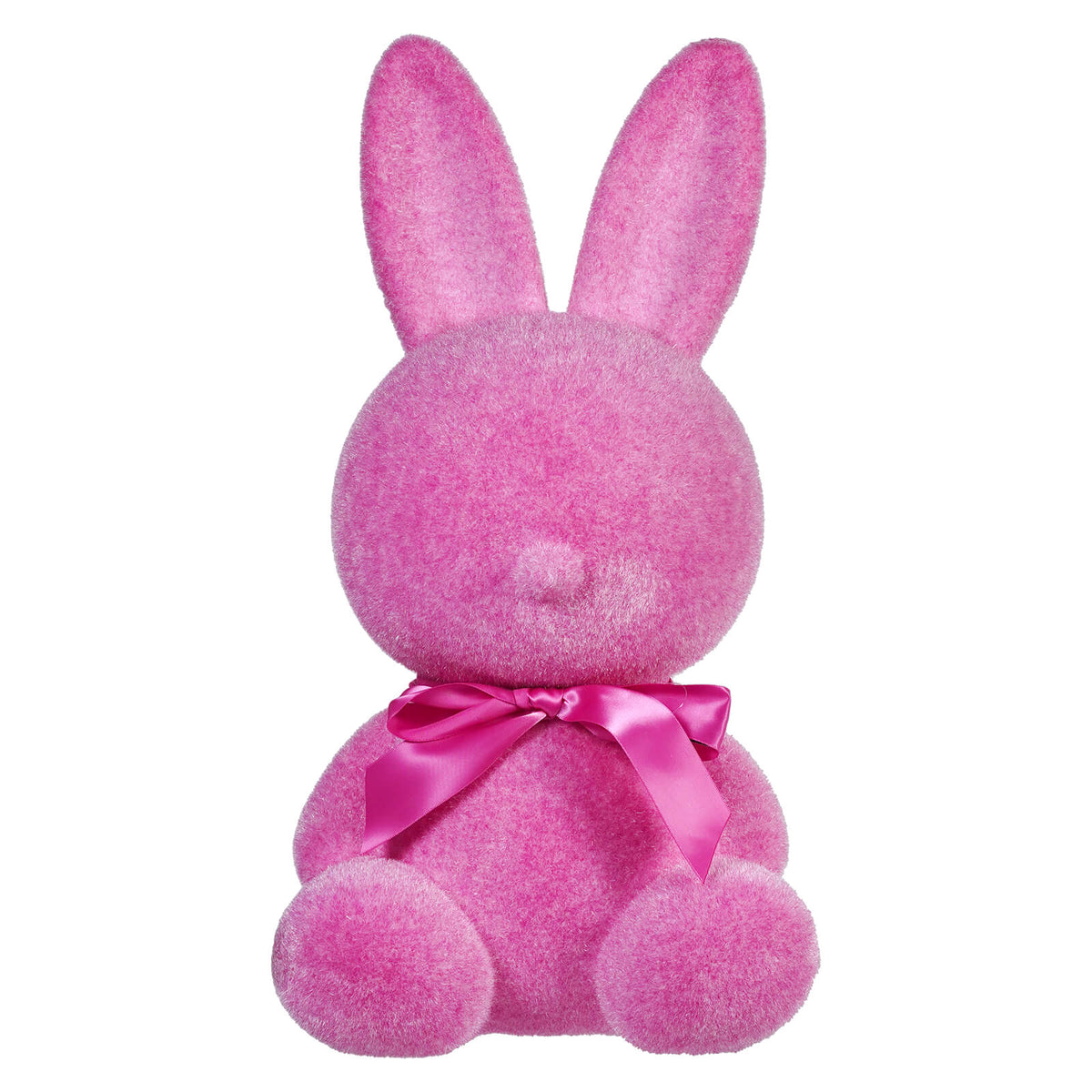 20" Large Flocked Hot Pink Sitting Bunny