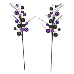 20" Purple & Black Glitter Halloween Ball Sprays Set/2