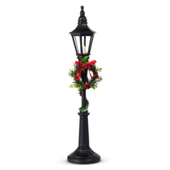 21" Lighted Holiday Black Lamp Post