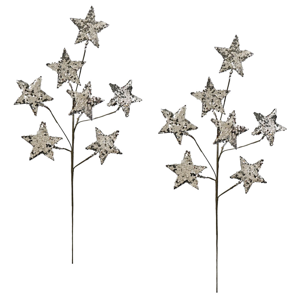 22" Champagne Glitter Finish Paper Star Spray Set/2