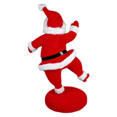 24" Large Flocked Red Dancing Santa On Base