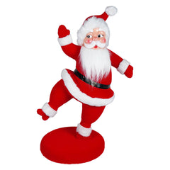 24" Large Flocked Red Dancing Santa On Base