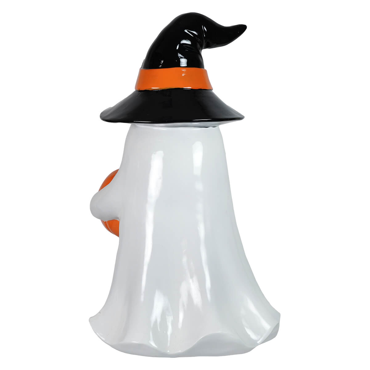 24" Large Ghost Holding Lighted Pumpkin