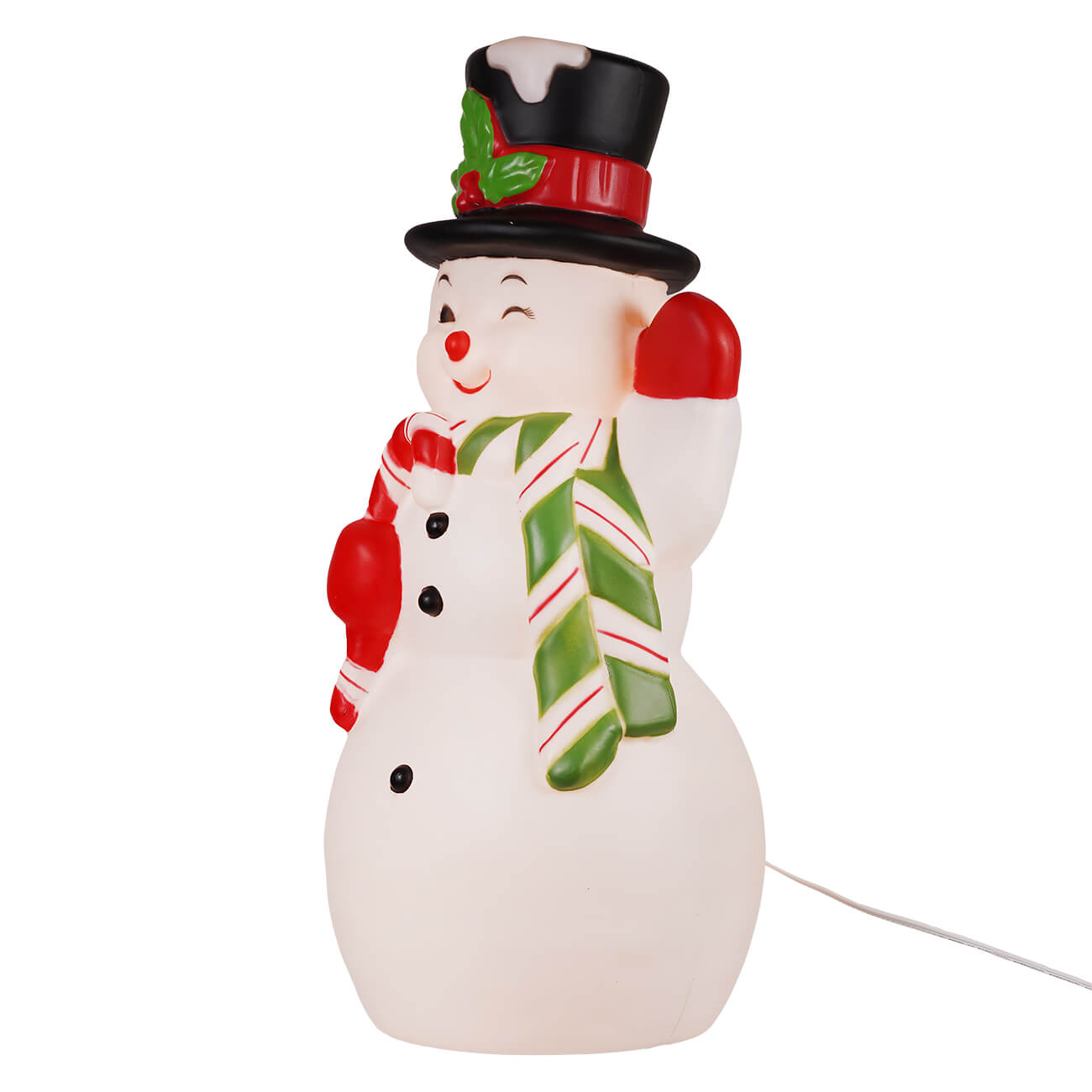 24" Large Lighted Retro Outdoor Jolly Snowman Blow Mold