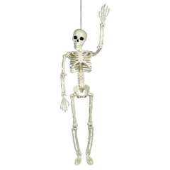 24" Orange LED Lighted Halloween Hanging & Jointed Skeleton