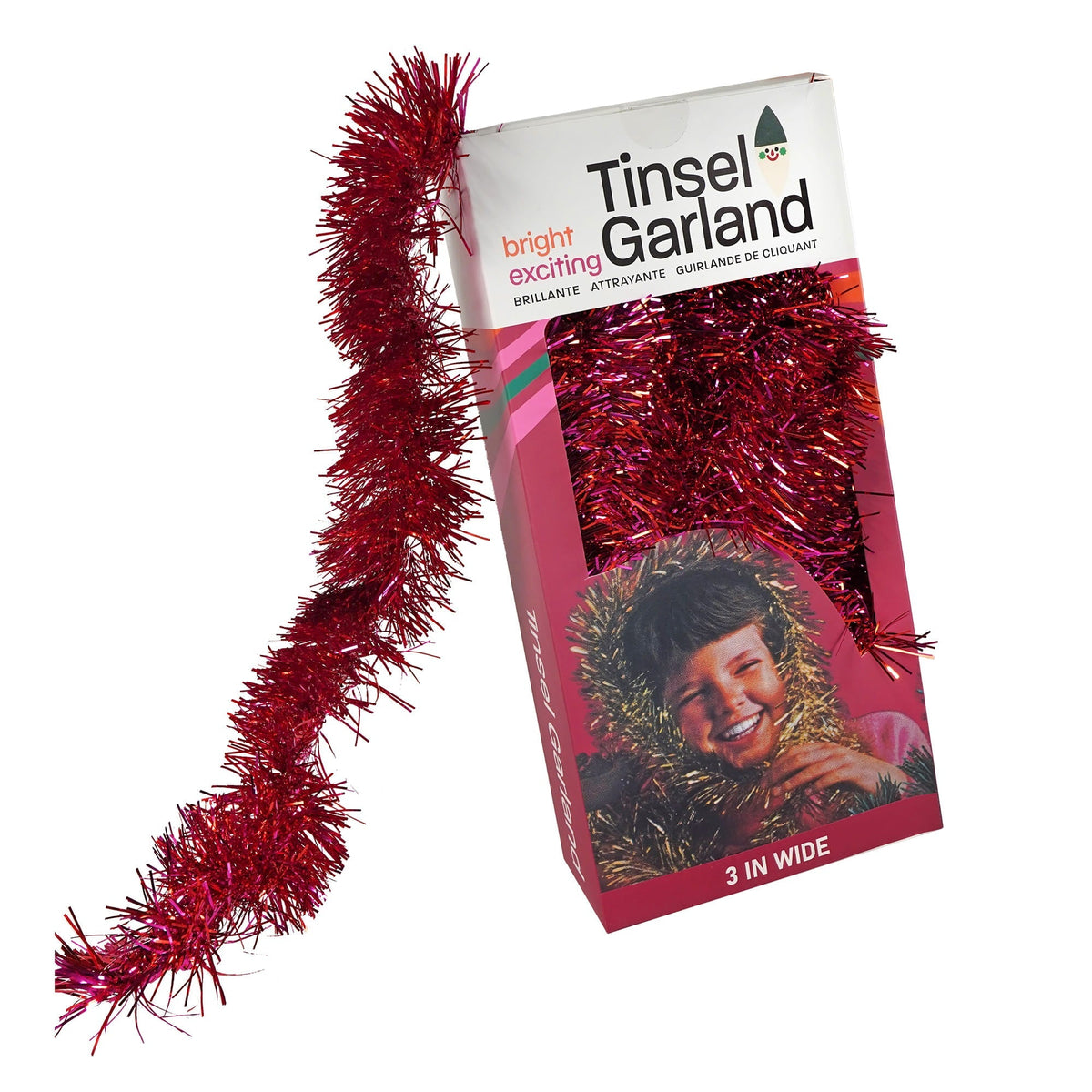 26 Ft. Retro Boxed Red & Pink Tinsel Garland