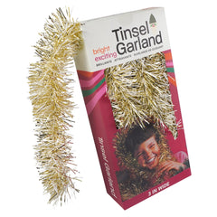 26 Ft. Retro Boxed White & Gold Tinsel Garland