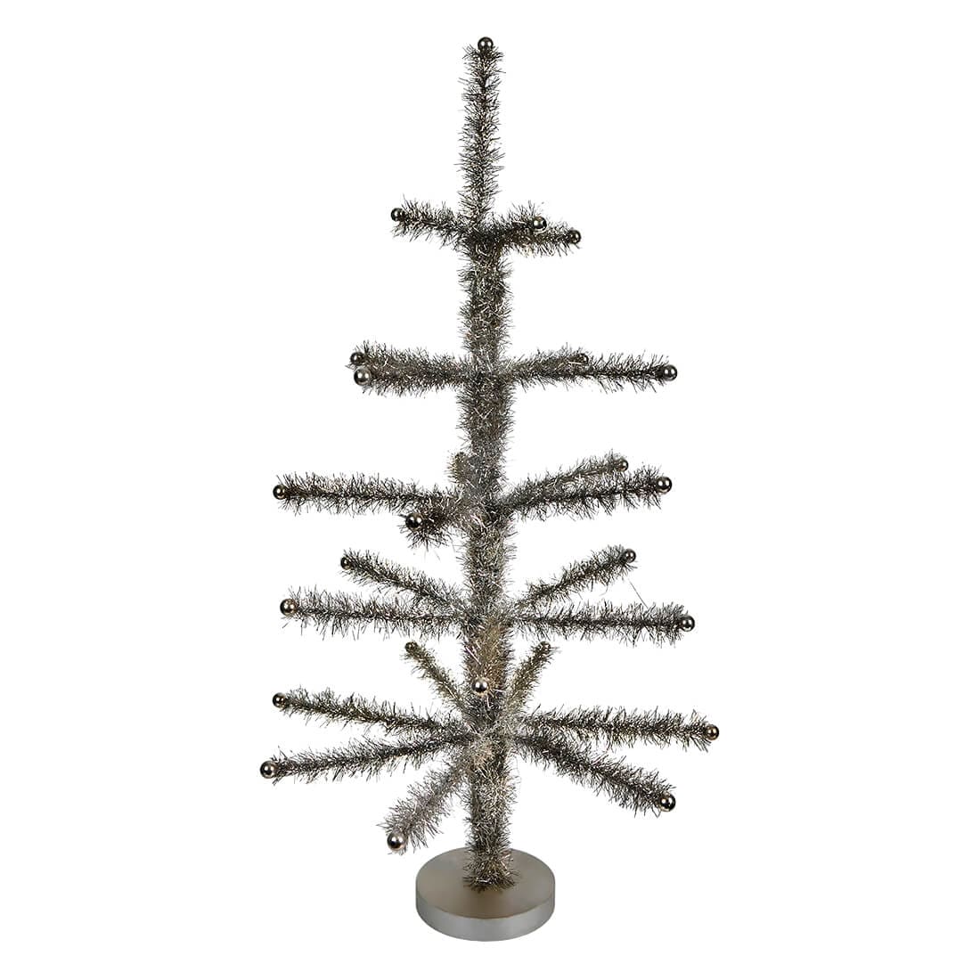 26" Short Pewter Tinsel Tree With Beaded Tips
