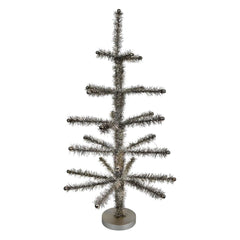 26" Short Pewter Tinsel Tree With Beaded Tips