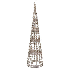 30.25" Large Champagne Filigree Wire Cone Tree With Jewels