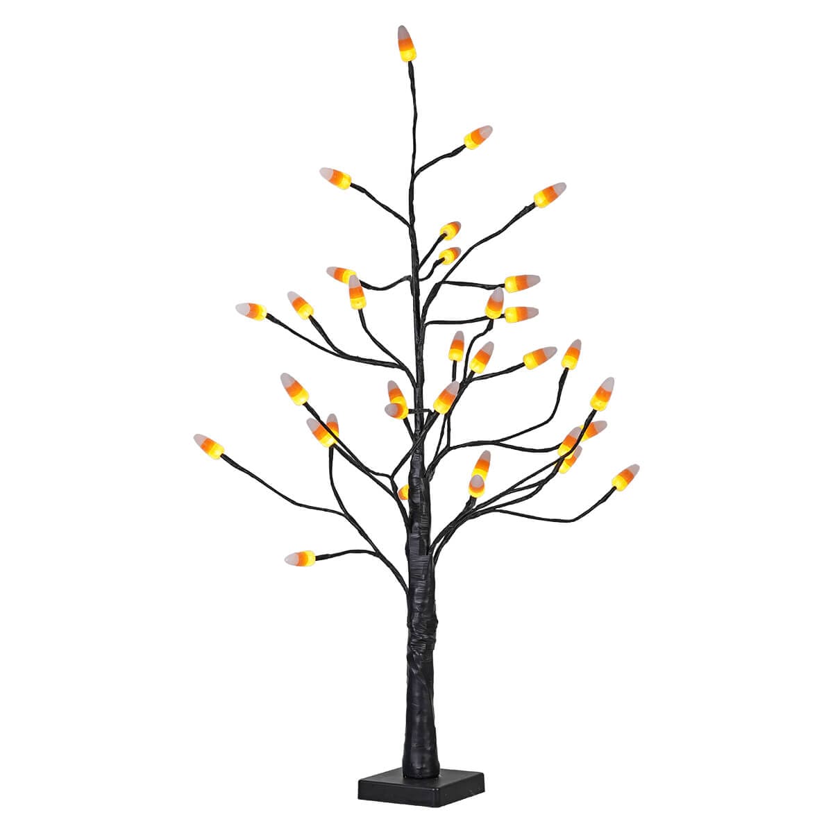 30" LED Lighted Candy Corn Black Tree