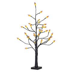 30" LED Lighted Candy Corn Black Tree