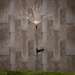 36.25" Solar Lighted Firework Light Yard Stake With 120 Red, White & Blue Micro LED Lights