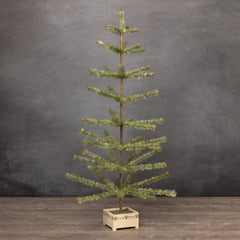 36" Green Feather Tree With Wood Base