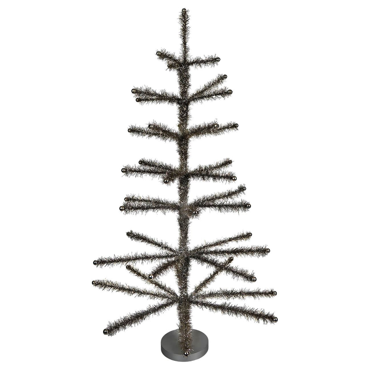 36" Pewter Tinsel Tree With Beaded Tips