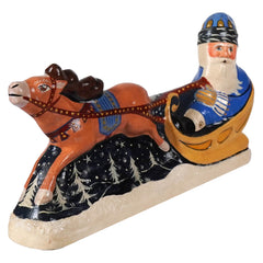 40th Anniversary-2024 Blue Coat Santa In Sleigh Being Pulled By Reindeer