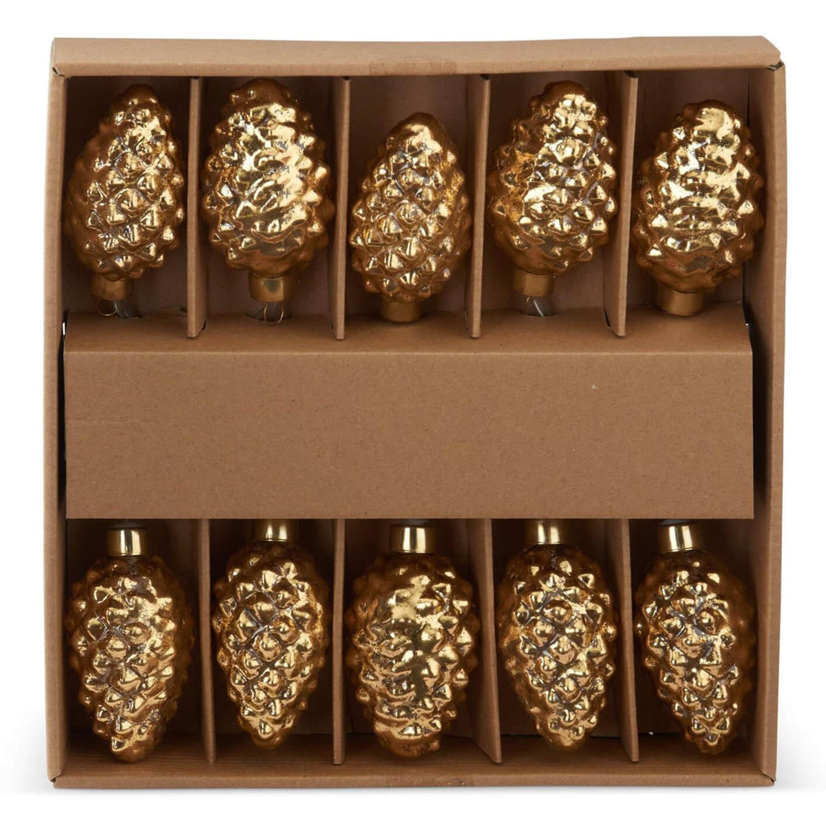 43" Mercury Glass LED Lighted Gold Pinecone Garland