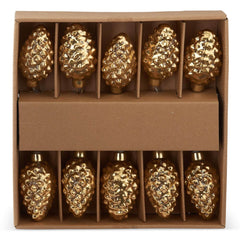 43" Mercury Glass LED Lighted Gold Pinecone Garland