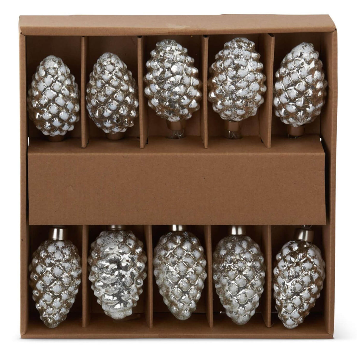43" Mercury Glass LED Lighted Silver Pinecone Garland