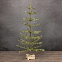 48" Green Feather Tree With Wood Base